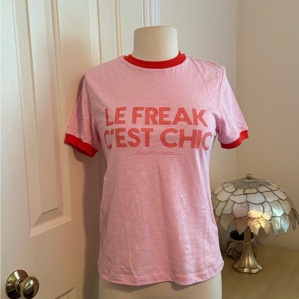 NWOT Topshop LE FREAK C’EST CHIC Ringer Tee Shirt Small 4-6 - Picture 2 of 7